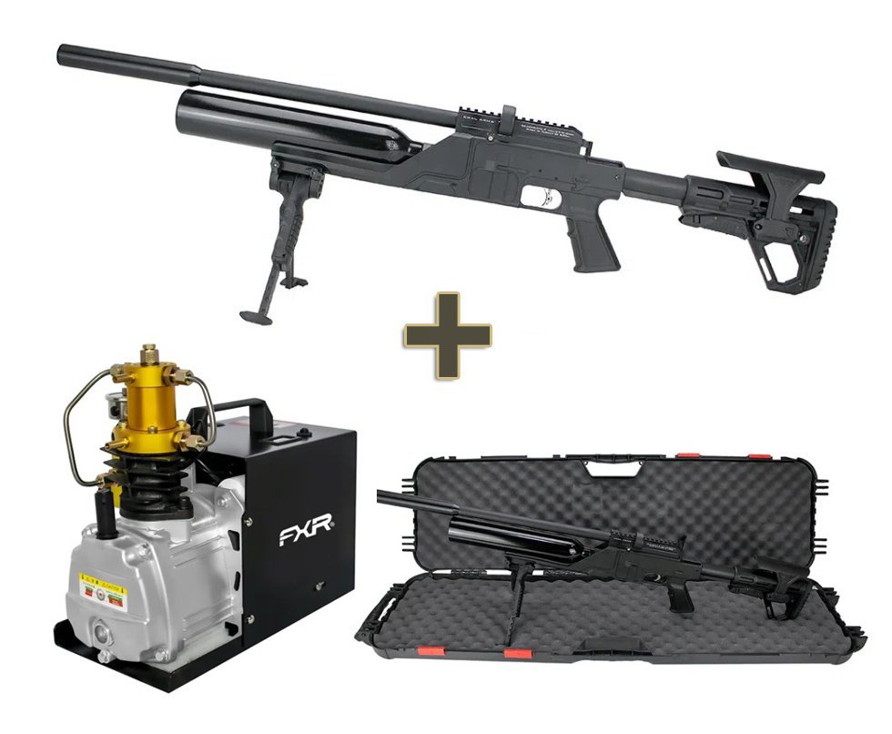 Carabina de Pressão PCP Kral Puncher NP-500 S 5,5mm - FXR + Compressor para PCP e Cilindros de Scuba até 4500PSI 300Bar 30MPA 220V - FXR Arms