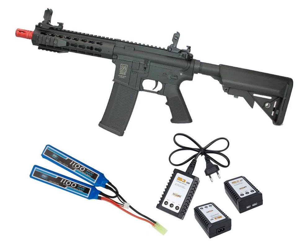 Rifle de Airsoft M4 Carbine keymod Sa-E08 Black Linha Edge E-Series - Specna Arms + Bateria + Carregador