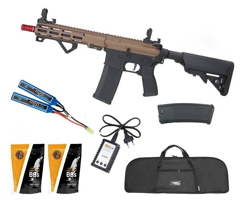 Rifle de Airsoft Aeg M4 M-Lok SA-E23 RRA Chaos Bronze EDGE 2.0 - Specna Arms + BBs + Capa + Bateria + Carregador