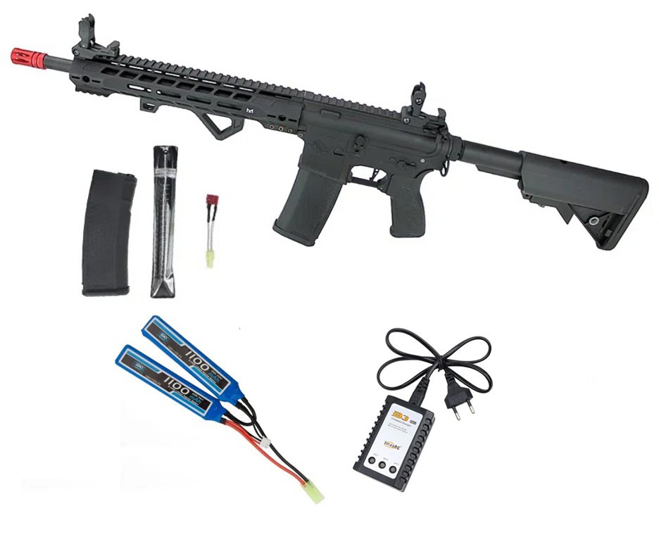Rifle de Airsoft AEG M4 M-Lok SA-E14 RRA Gatilho Eletrônico Black Edge 2.0 - Specna Arms + Bateria 7.4 Lipe + Carregador