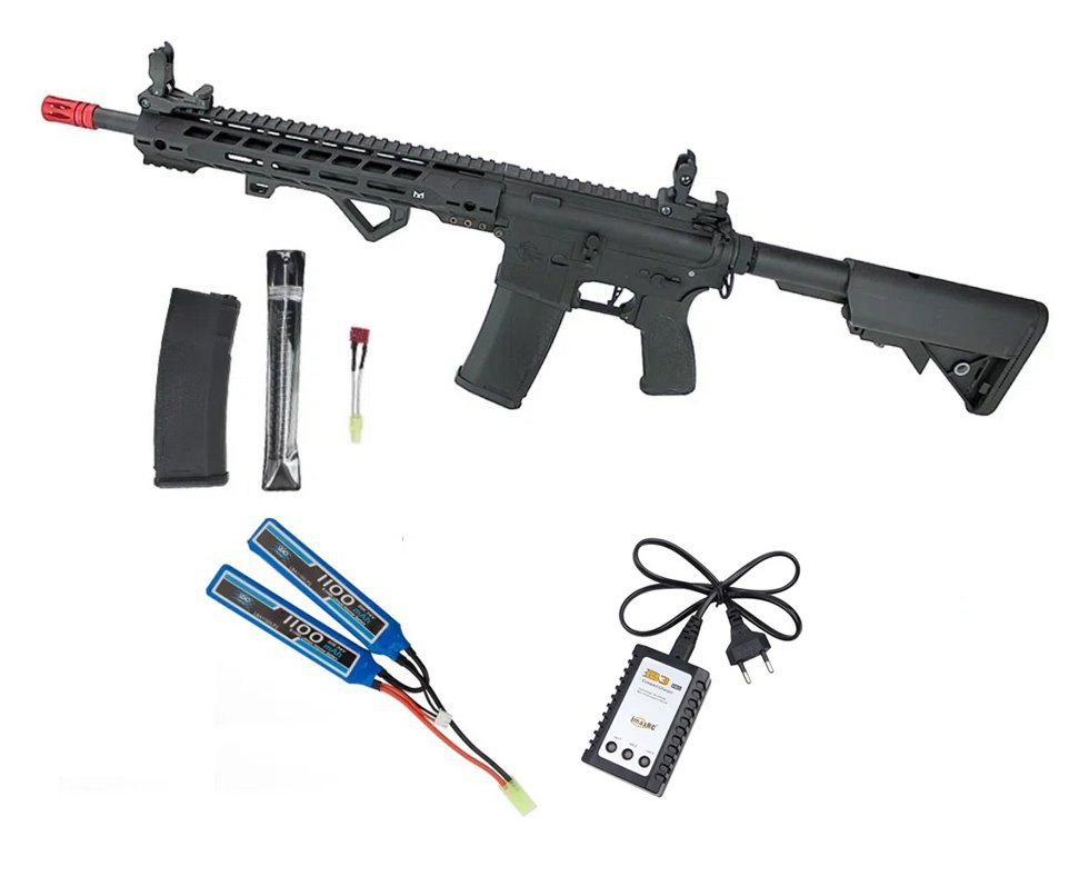 Rifle de Airsoft AEG M4 M-Lok SA-E14 RRA Gatilho Eletrônico Black Edge 2.0 - Specna Arms + Bateria 7.4 Lipe + Carregador