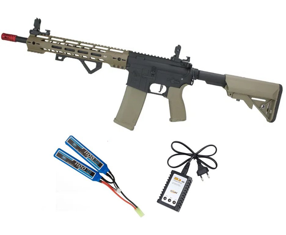 Rifle de Airsoft AEG M4 M-Lok SA-E14 RRA Gatilho Eletrônico Half Tan Edge 2.0 - Specna Arms + Bateria Lipo 7.4 + Carregador