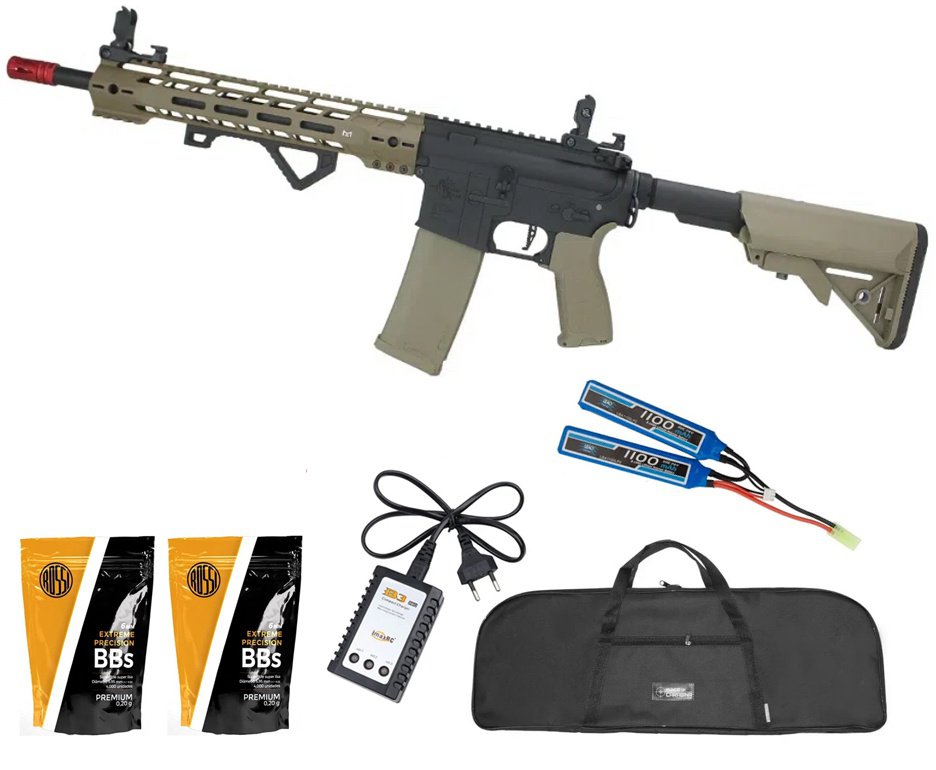 Rifle de Airsoft AEG M4 M-Lok SA-E14 RRA Gatilho Eletrônico Half Tan Edge 2.0 - Specna Arms + Bateria + Carregador + BBs + Capa