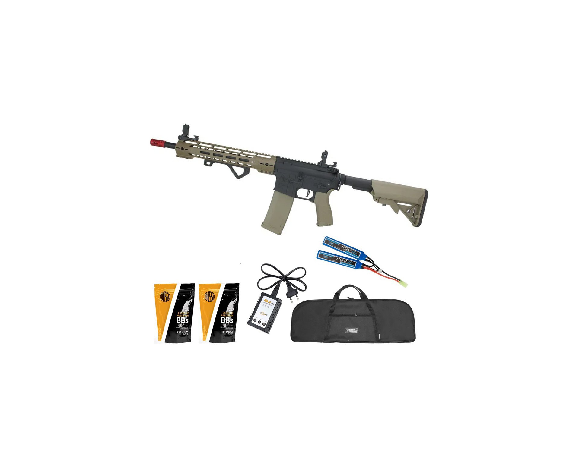 Rifle de Airsoft AEG M4 M-Lok SA-E14 RRA Gatilho Eletrônico Half Tan Edge 2.0 - Specna Arms + Bateria + Carregador + BBs + Capa
