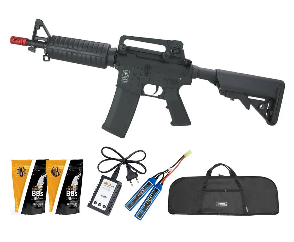 Rifle de Airsoft AEG M4 Carbine SA-C02 Black Core - Specna Arms + Bateria 7.4 + Carregador + BBs + Capa