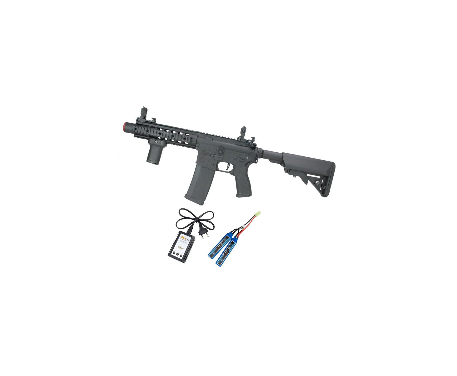 Rifle de Airsoft AEG M4 RIS Silencer SA-E05 RRA Black E-Series - Specna Arms + Bateria + Carregador