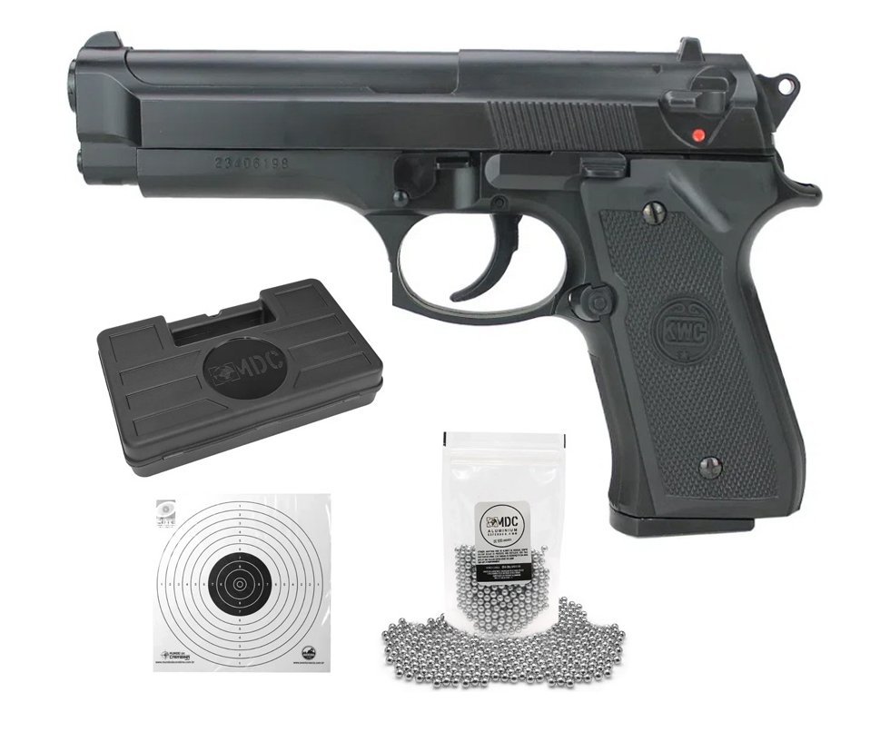 Pistola de Pressão Spring M92 6mm - KWC + Munição + Case + Alvos
