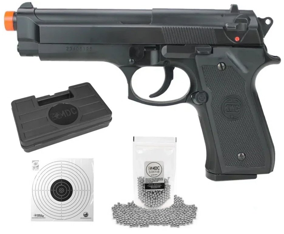 Pistola de Pressão Spring M92 6mm - KWC + Munição + Case + Alvos