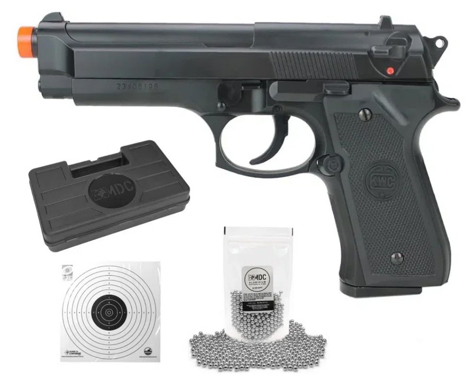 Pistola de Pressão Spring M92 6mm - KWC + Munição + Case + Alvos