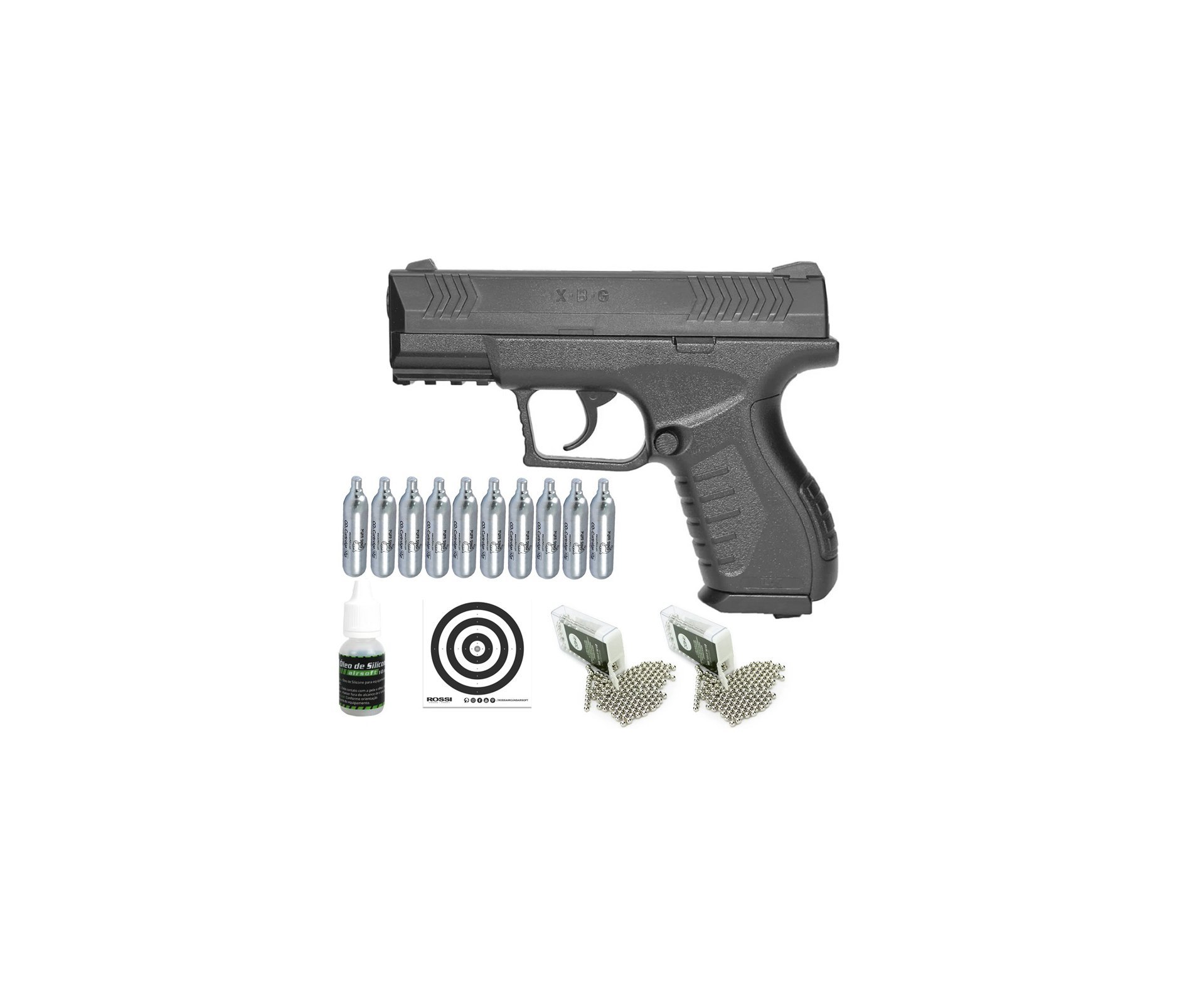 Pistola De Pressão Co2 Ux XBG 4,5mm Umarex + Co2 + Munição + Oleo de silicone + Alvos