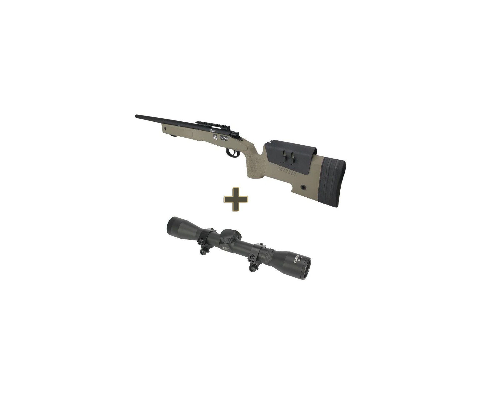 Rifle de Airsoft Sniper M40 SA-S02 Core S-Series TAN Spring 6mm - Specna Arms + Luneta 4x32