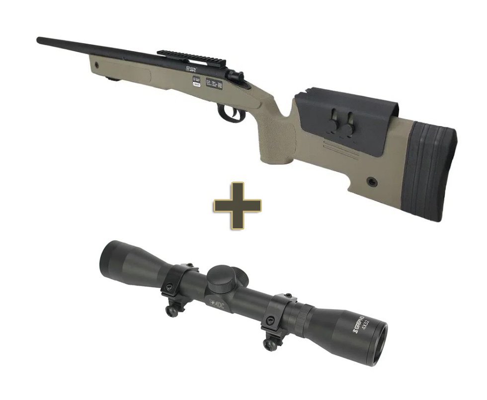 Rifle de Airsoft Sniper M40 SA-S02 Core S-Series TAN Spring 6mm - Specna Arms + Luneta 4x32