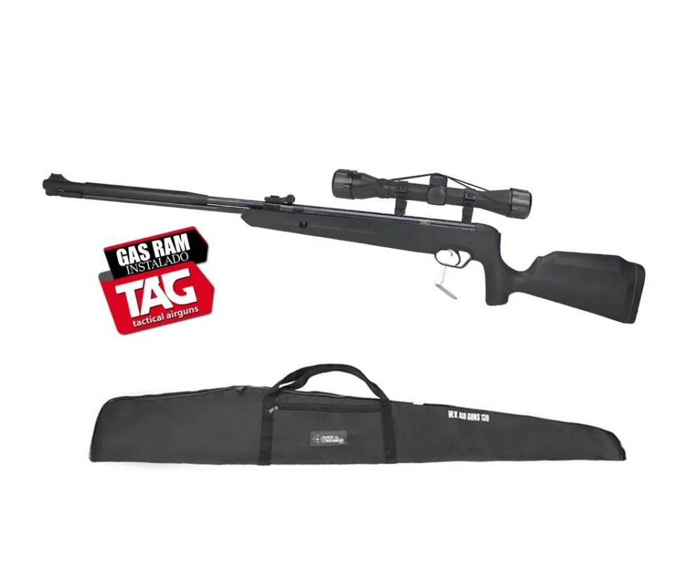 Carabina de Pressão Naja 2.0 Gás Ram Nitro 5.5mm Cano Fixo - TAG + Luneta 4x32 + Capa