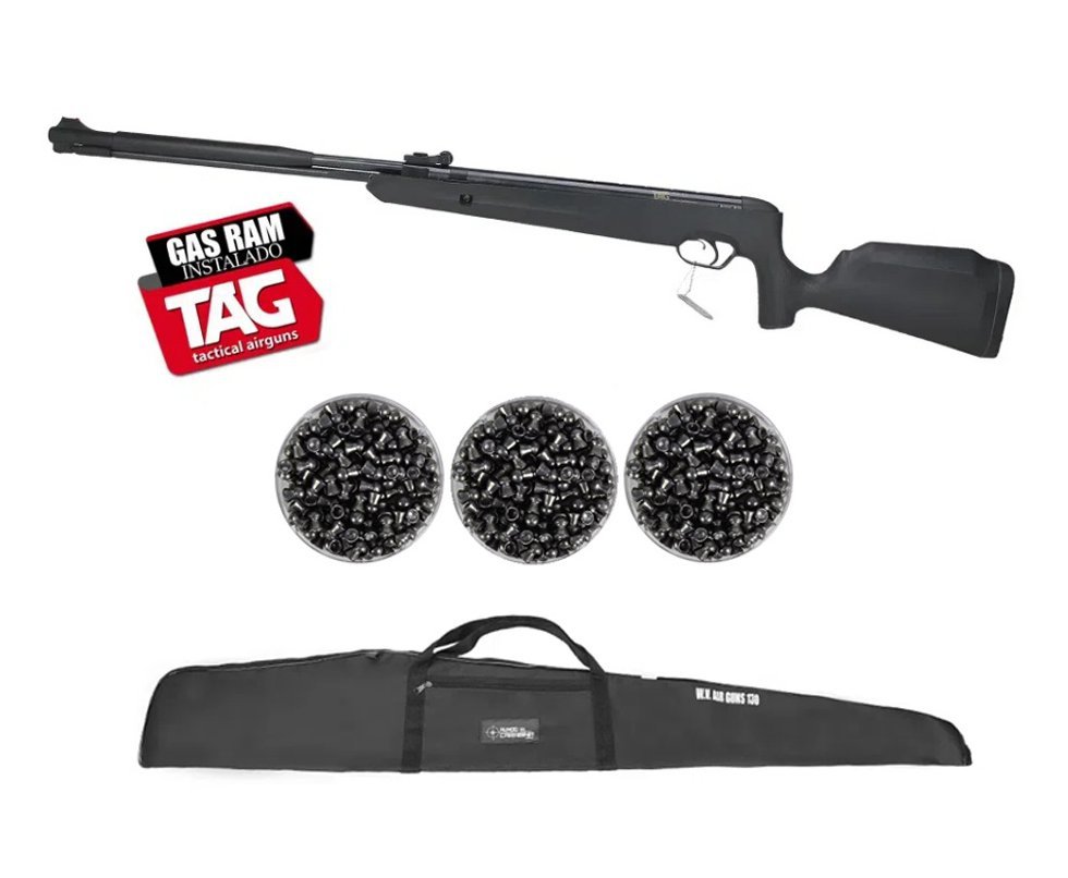 Carabina de Pressão Naja 2.0 Gás Ram Nitro 5.5mm Cano Fixo - TAG + Capa + Chumbinho