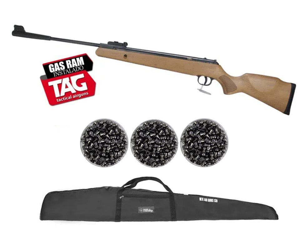 Carabina de Pressão Montana 5.5mm Gás Ram Madeira SPA by TAG + Capa + Chumbinho