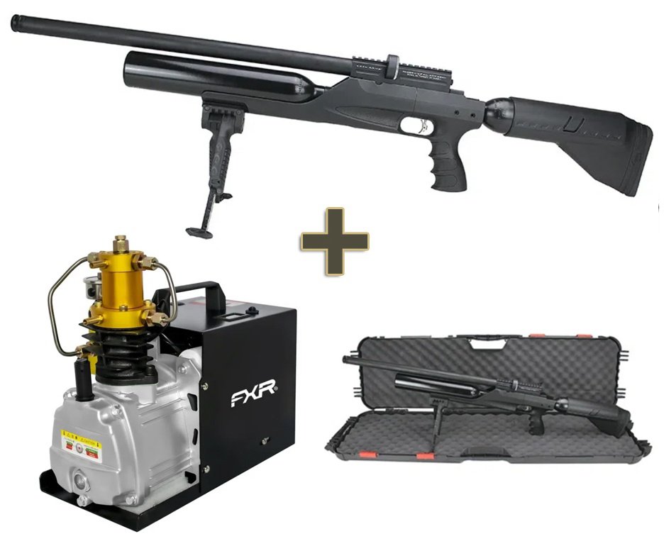 Carabina de Pressão PCP Kral Puncher BIGMAX X Black 7.62mm - Kral Arms + Compressor FRX