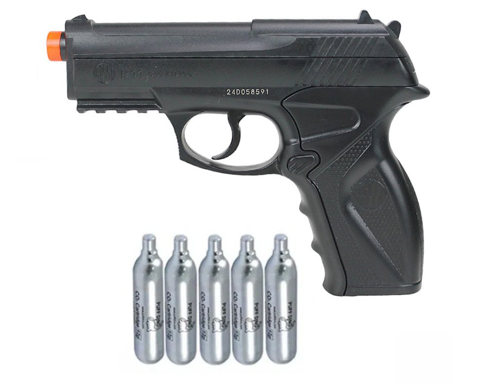 Pistola de Pressão CO2 C11 Esferas de Aço 6mm - Wingun + CO2