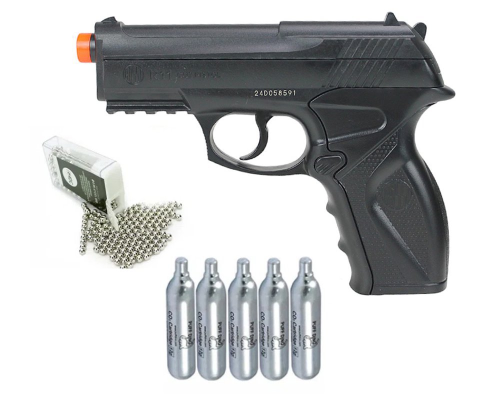Pistola de Pressão CO2 C11 Esferas de Aço 6mm - Wingun + CO2 + Esferas de Aço