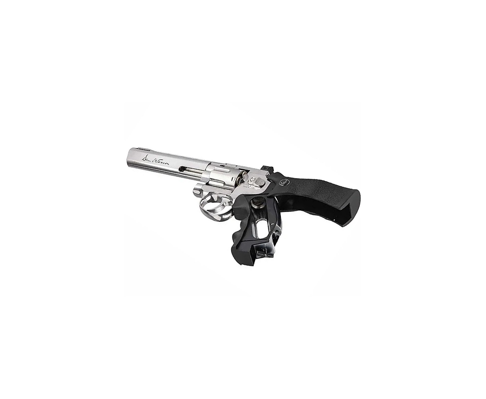 Revólver De Pressão Co2 Dan Wesson 6" Full Metal Inox 6 Tiros Chumbinho 4,5mm ASG + Co2 + Chumbinho + Alvo
