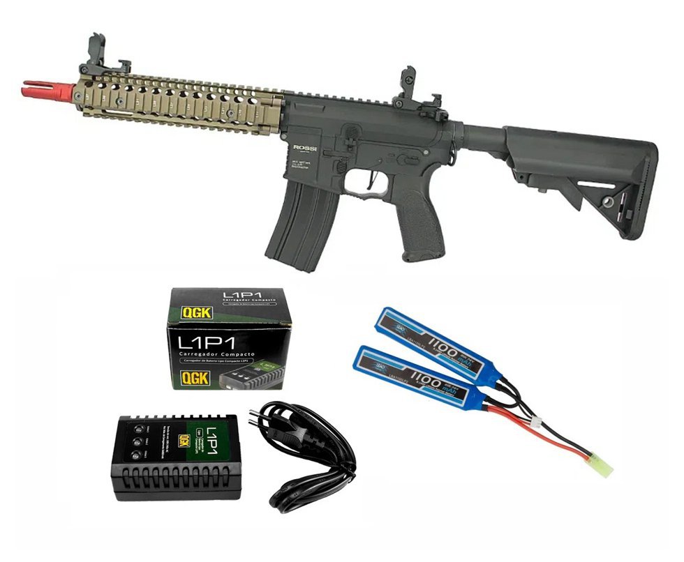 Rifle de Airsoft AEG AR15 Neptune 9" Marsoc 6mm com Gatilho ET + Bateria 7.4v + Carregador