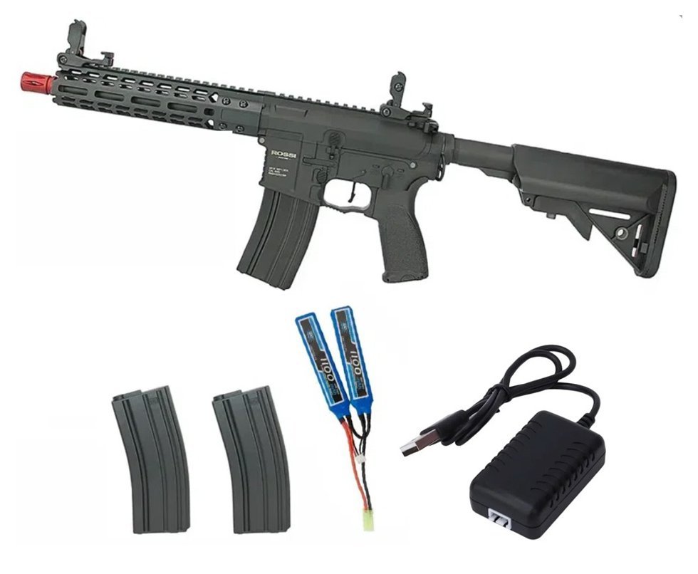 Rifle de Airsoft AEG AR15 Neptune 9" PMC Gatilho ET Elétrico 6mm + Bateria 7.4v + Carregador Bivolt