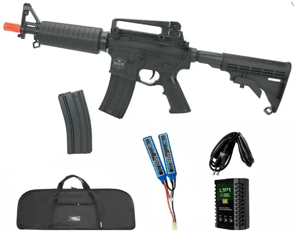 Rifle de Airsoft Elétrico AEG M4 A1 Echo S-1 6mm - QGK + Bateria + Carregador + Capa