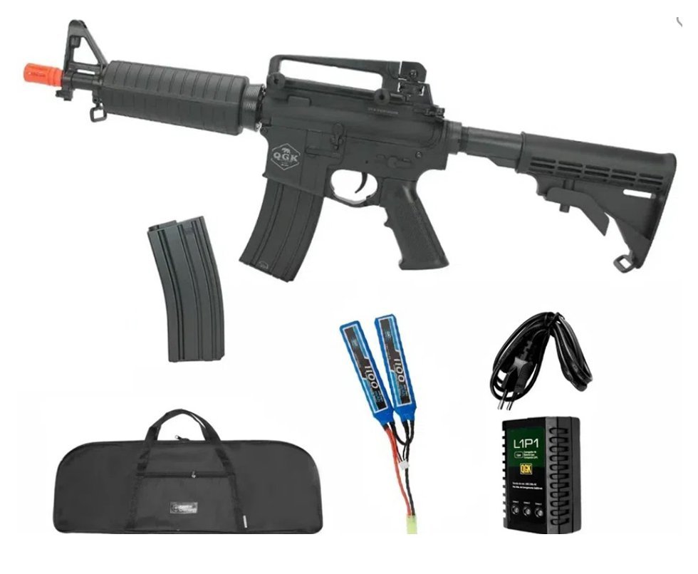 Rifle de Airsoft Elétrico AEG M4 A1 Echo S-1 6mm - QGK + Bateria + Carregador + Capa