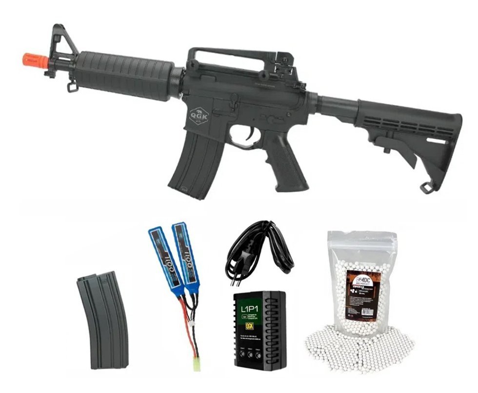 Rifle de Airsoft Elétrico AEG M4 A1 Echo S-1 6mm - QGK + Bateria + Carregador + BB’S