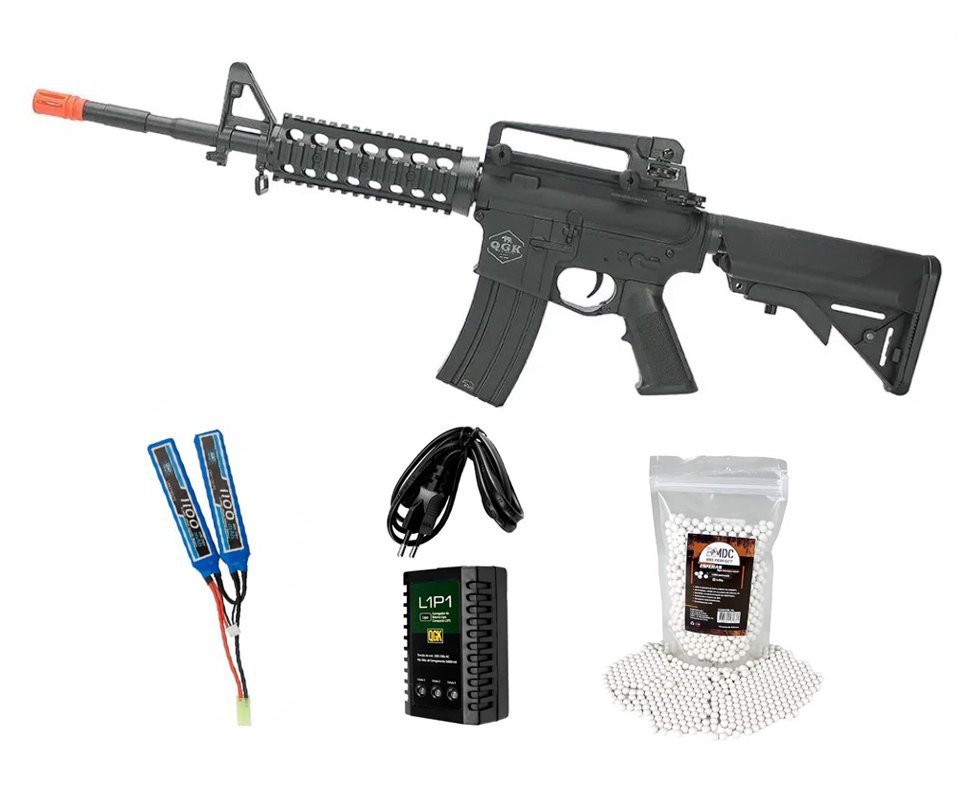 Rifle de Airsoft Eletrico AEG M4 RIS Long Yankee S-1 6mm - QGK + Bateria + Carregador + BBs