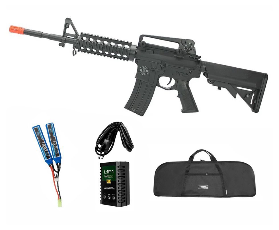 Rifle de Airsoft Eletrico AEG M4 RIS Long Yankee S-1 6mm - QGK + Bateria + Carregador + Capa