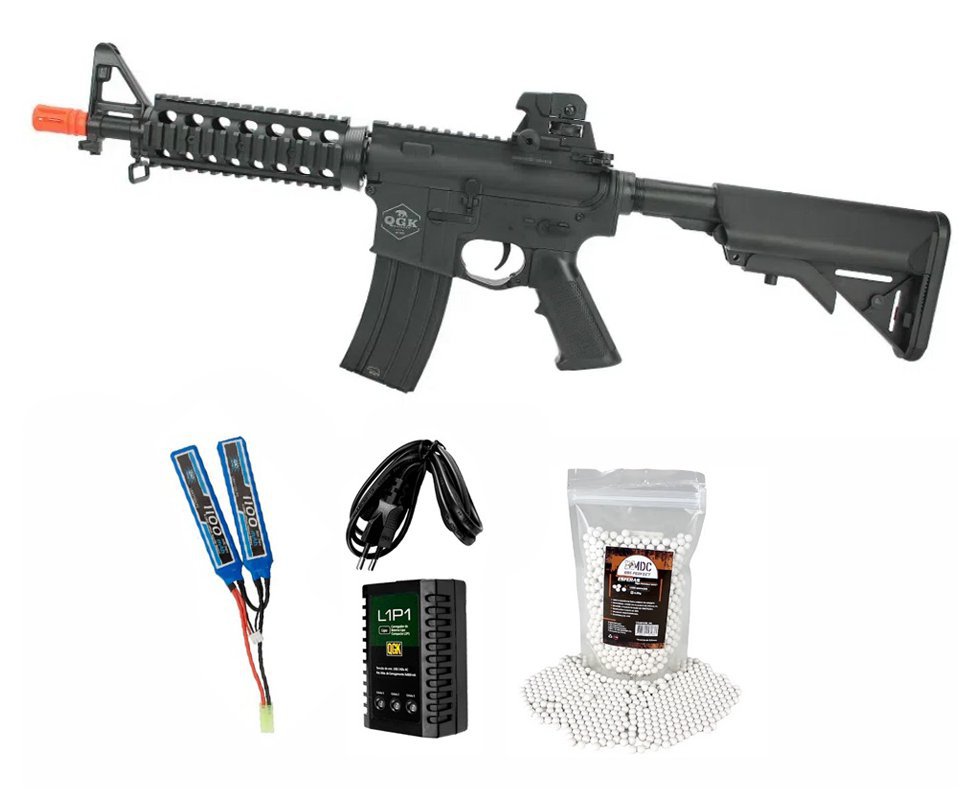 Rifle de Airsoft elétrico AEG M4 Zulu S-1 6mm - QGK + Bateria + Carregador + BBs