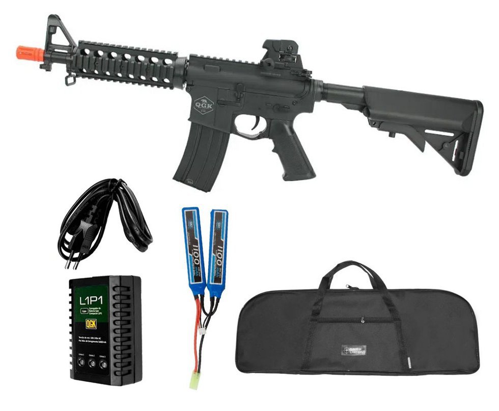 Rifle de Airsoft elétrico AEG M4 Zulu S-1 6mm - QGK + Bateria + Carregador + Capa
