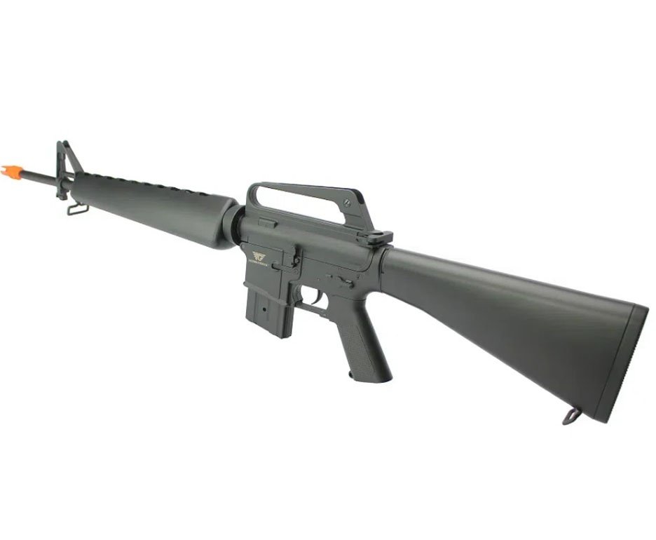 Rifle De Airsoft M16a1 Ar 15 Vietnã Cal 6.0mm Aeg Jing Gong + Bateria + Carregador + BBs + Óleo de silicone + Alvos