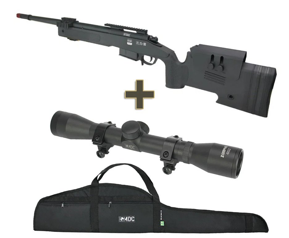 Rifle de Airsoft Sniper M40 A5 SA-S03 Core S-Series Black 6mm - Specna Arms + Luneta 4x32 + Capa