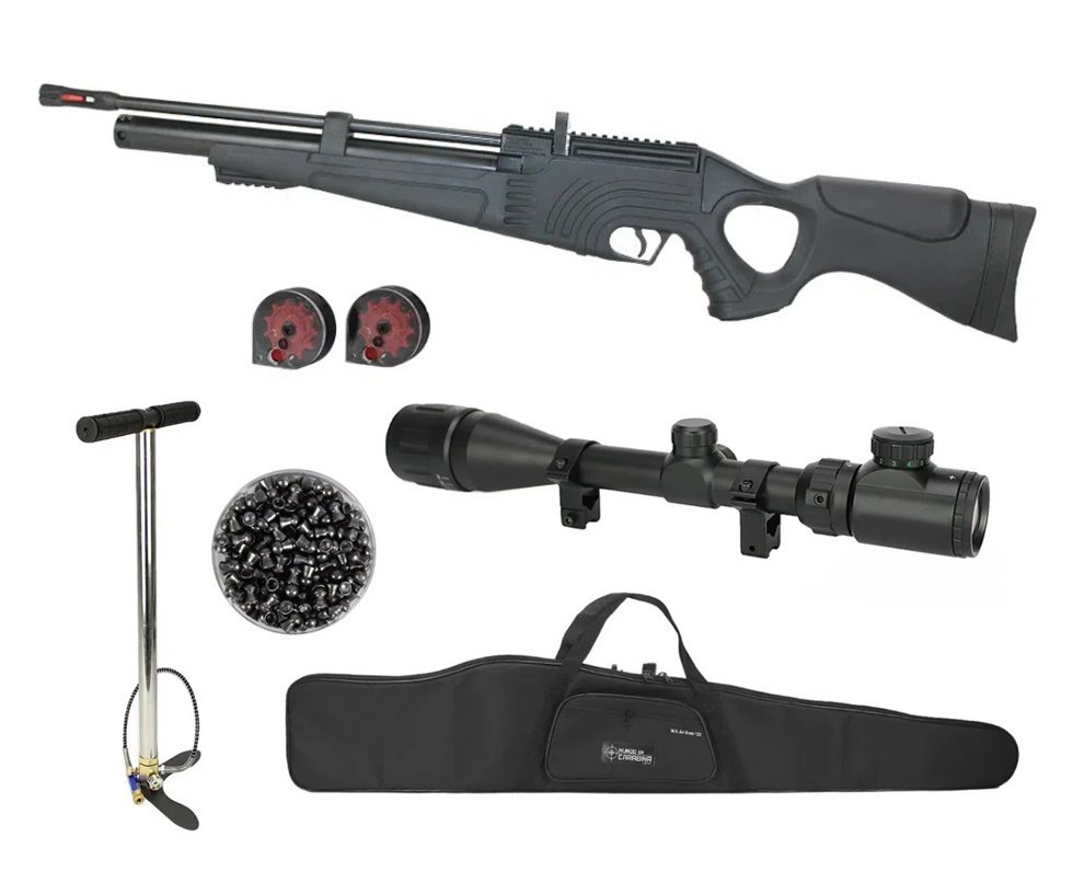 Carabina de Pressão PCP Hatsan Flash 101 VR com Válvula Reguladora 5.5mm + Bomba + Luneta 4-16x40 + Capa + Chumbinho