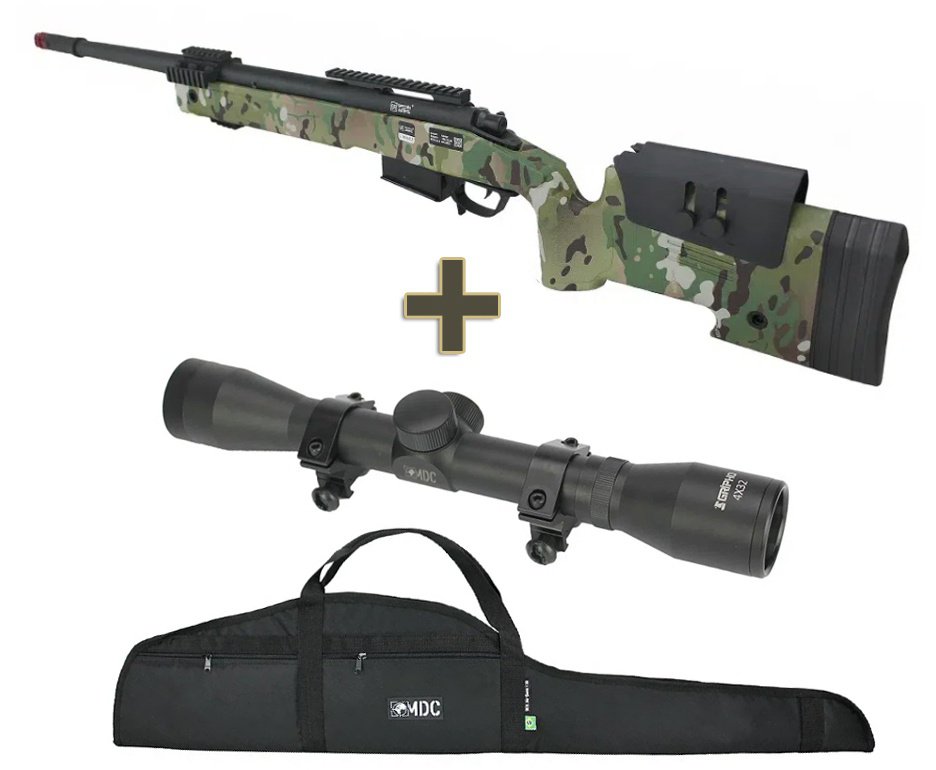 Rifle de Airsoft Sniper M40 A5 SA-S03 Core S-Series Multicam 6mm - Specna Arms + Capa + Luneta 4x32
