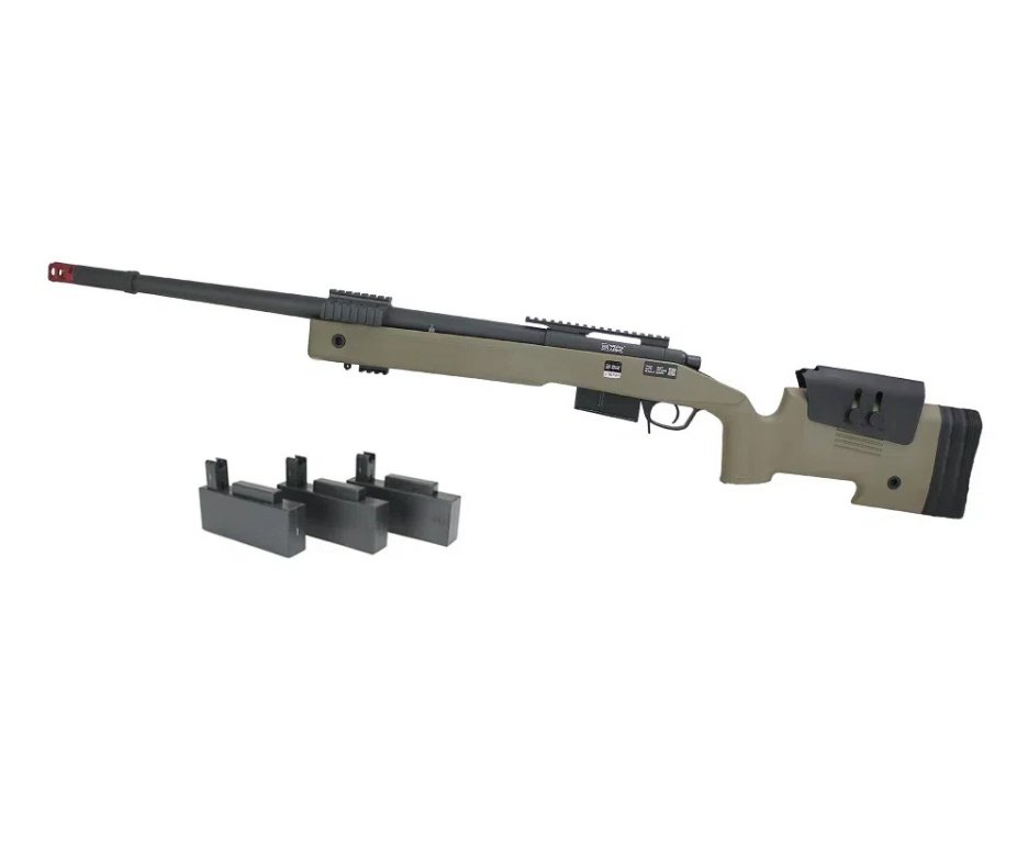 Rifle de Airsoft Sniper M40 A5 VSR10 SA-S03 Core S-Series TAN - Specna Arms + BBs + Alvos + Óleo de Silicone + Luneta 4-16x50