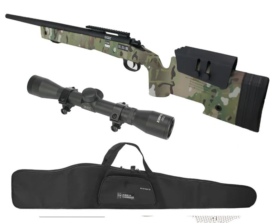 Rifle de Airsoft Sniper M40 SA-S02 Core S-Series Multicam Spring 6mm - Specna Arms + Luneta 4x32 + Capa