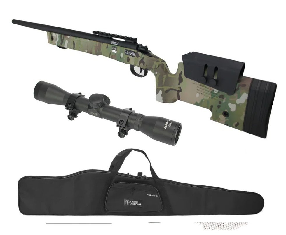 Rifle de Airsoft Sniper M40 SA-S02 Core S-Series Multicam Spring 6mm - Specna Arms + Luneta 4x32 + Capa