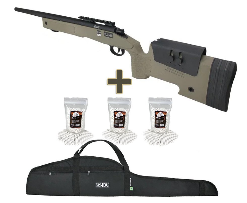 Rifle de Airsoft Sniper M40 SA-S02 Core S-Series TAN Spring 6mm - Specna Arms + BBs + Capa