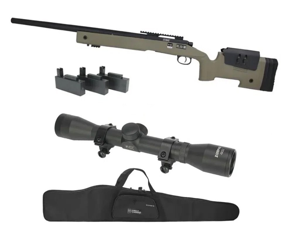 Rifle de Airsoft Sniper M40 SA-S02 Core S-Series Tan Spring 6mm - Specna Arms + Luneta 4x32 + Capa