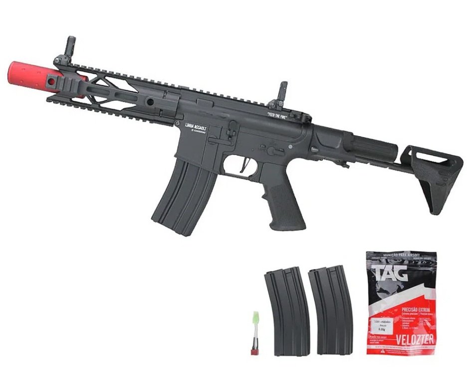 Rifle de Airsoft AEG PDW Power Evolution Gatilho ET QL049 6mm - Specna Arms by TAG + Bateria + Carregador