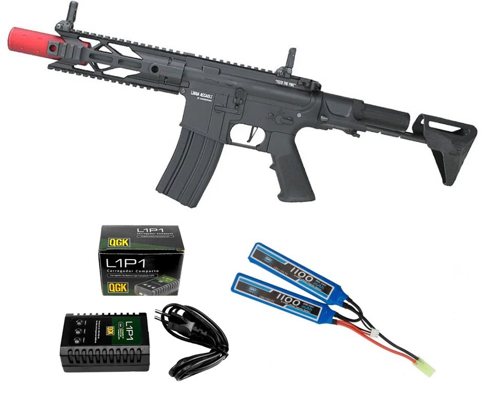 Rifle de Airsoft AEG PDW Power Evolution Gatilho ET QL049 6mm - Specna Arms by TAG + Bateria + Carregador