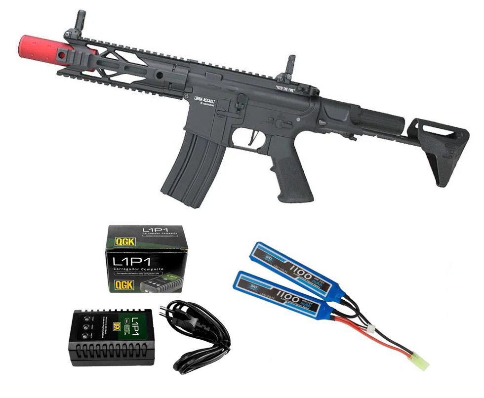 Rifle de Airsoft AEG PDW Power Evolution Gatilho ET QL049 6mm - Specna Arms by TAG + Bateria + Carregador