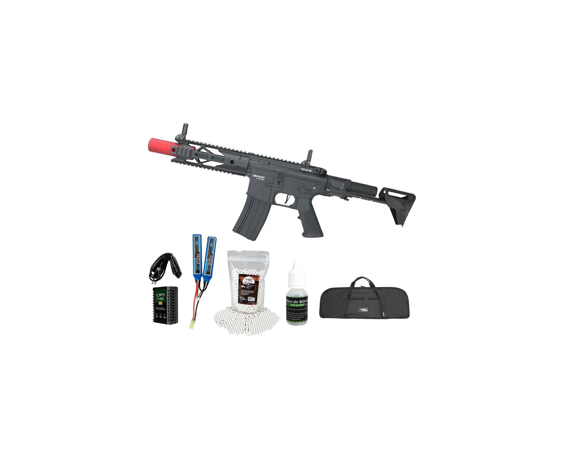 Rifle de Airsoft AEG PDW Power Evolution Gatilho ET QL049 6mm - Specna Arms by TAG + Bateria + Carregador + BBs +Capa + Óleo de Silicone