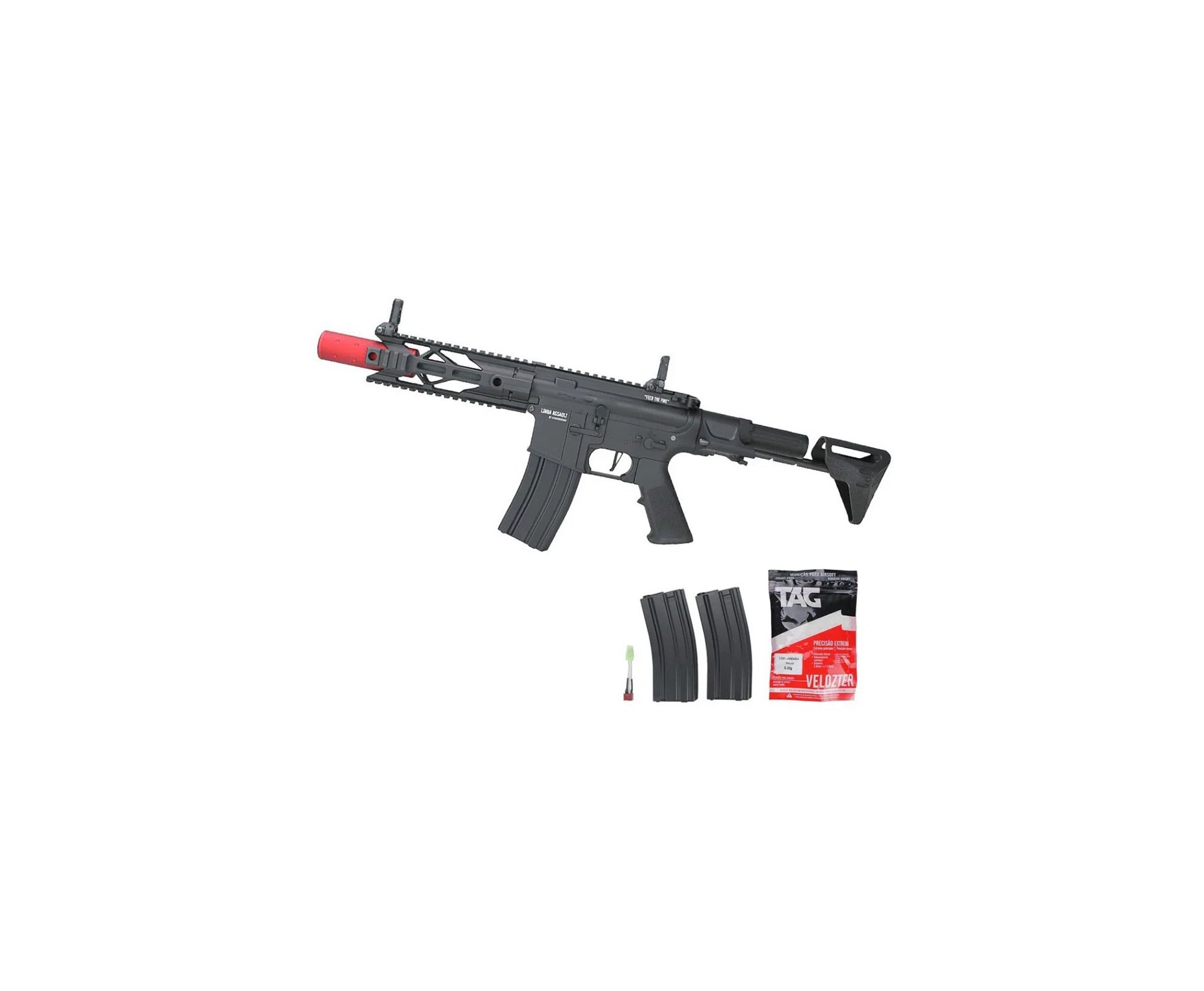 Rifle de Airsoft AEG PDW Power Evolution Gatilho ET QL049 6mm - Specna Arms by TAG + Bateria + Carregador + BBs