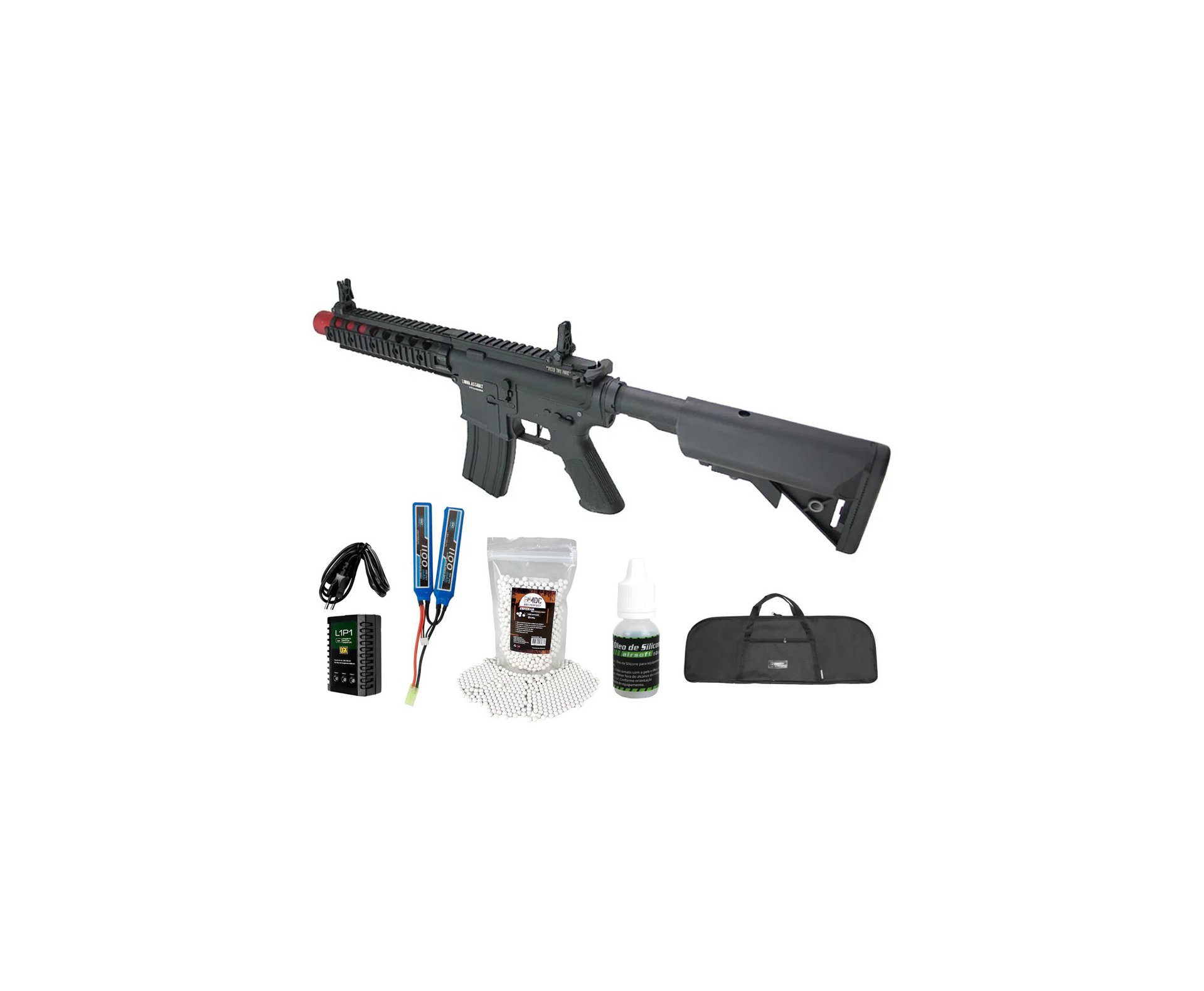 Rifle de Airsoft AEG Delta Short 6mm QL011S Gatilho ET - Specna Arms By TAG + Bateria + Carregador + BBs + Capa + Óleo de silicone