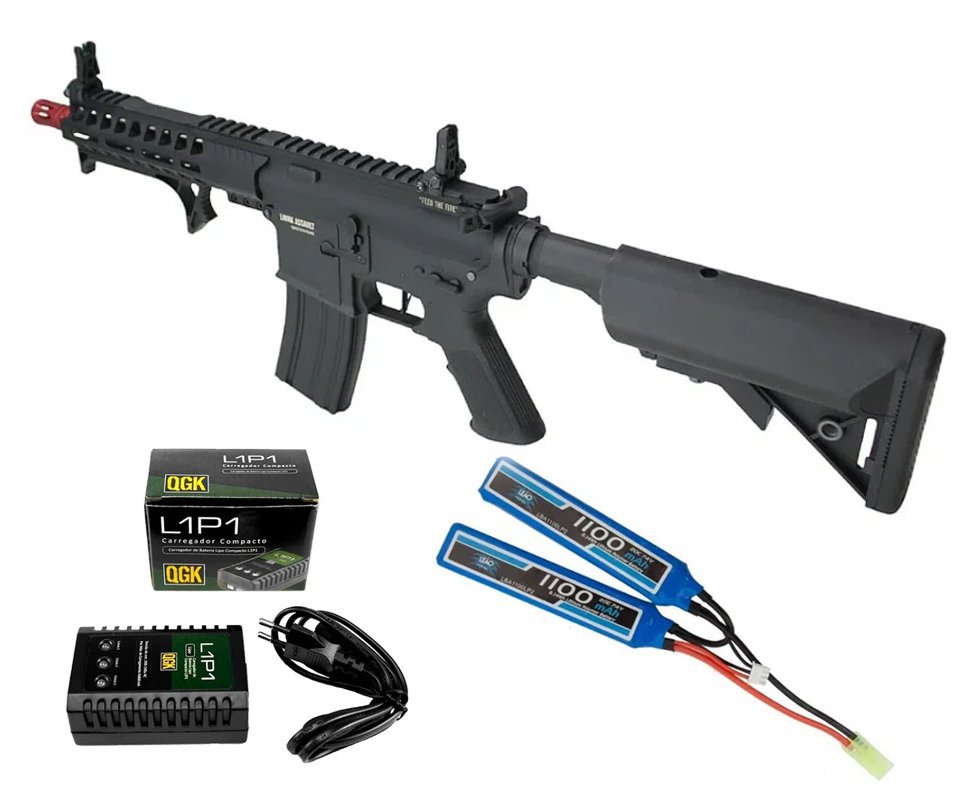 Rifle de Airsoft AEG PDW Ghost QL029 Gatilho ET 6mm - Specna Arms By TAG + Bateria + Carregador