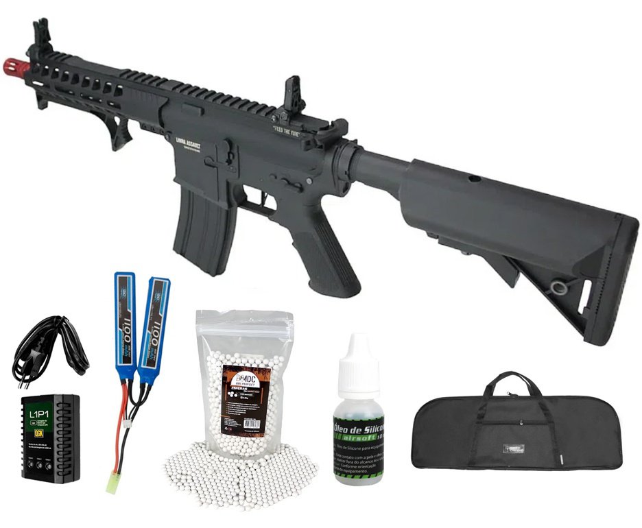 Rifle de Airsoft AEG PDW Ghost QL029 Gatilho ET 6mm - Specna Arms By TAG + Bateria + Carregador + BB’S + Capa + Óleo de Silicone