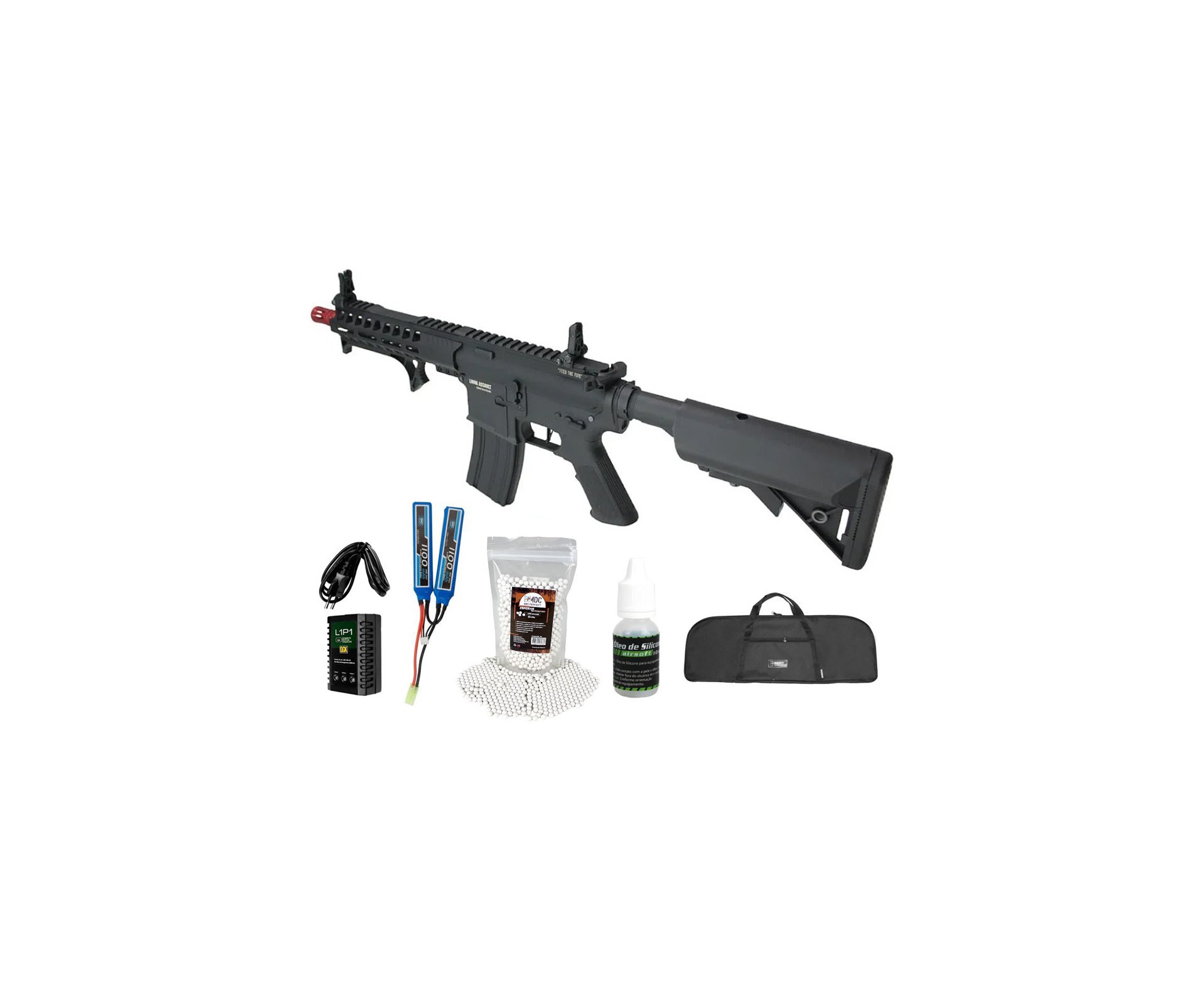 Rifle de Airsoft AEG PDW Ghost QL029 Gatilho ET 6mm - Specna Arms By TAG + Bateria + Carregador + BBs + Capa + Óleo de Silicone